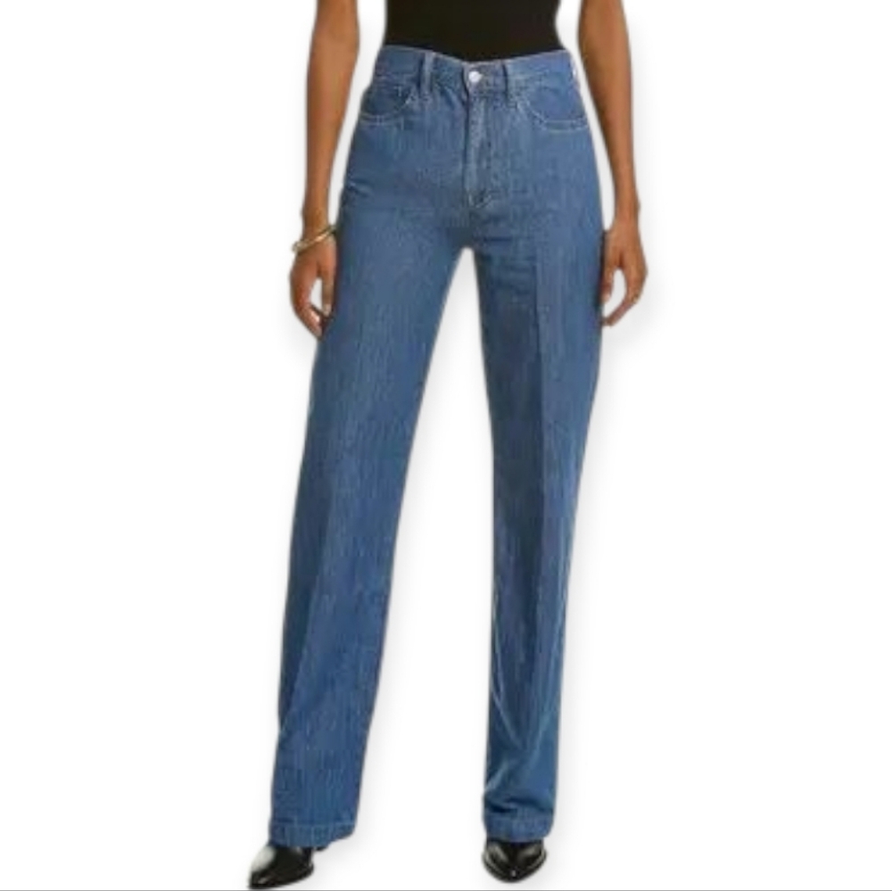Joe's Blue Chambray High-Rise Janelle Wide Leg Jean Denim Jeans Women's